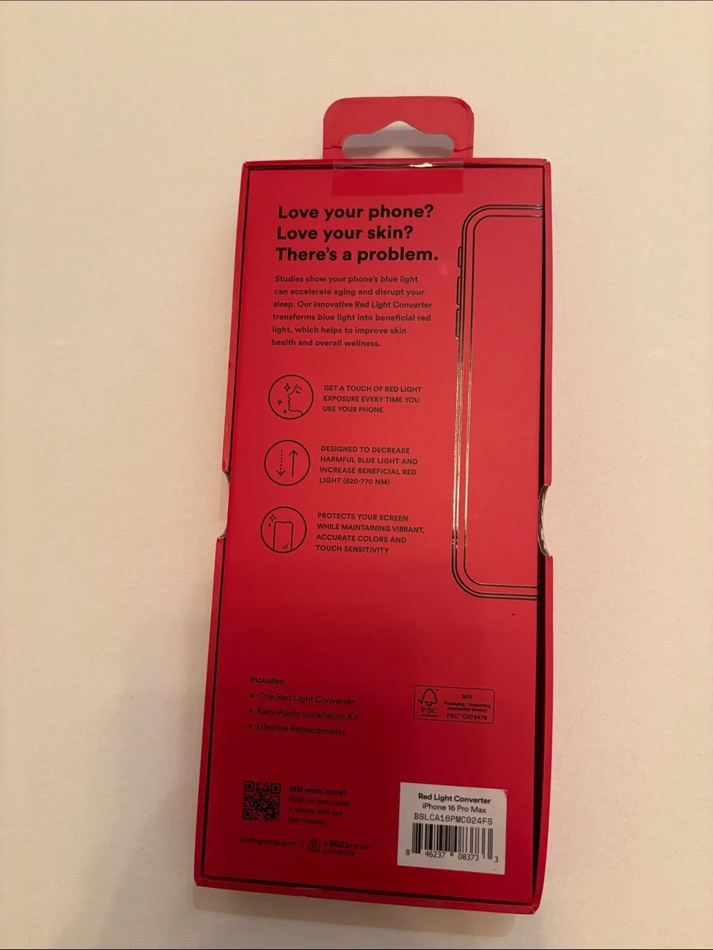 RED LIGHT CONVERTER / BODY GAURDZ PHONE SCREEN PROTECTOR FOR RED LIGHT